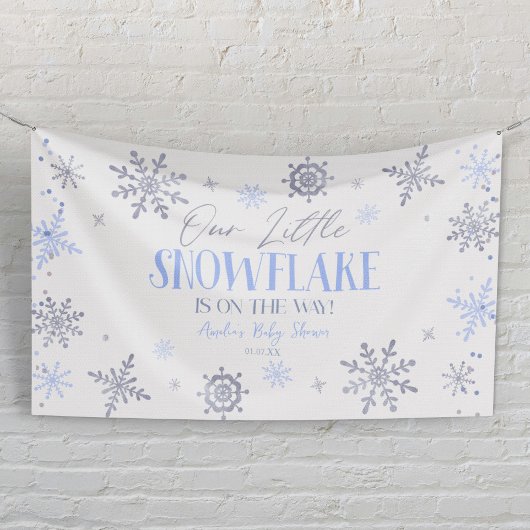 Ein wenig Schneeflocken Winter Blue Baby Dusche Banner