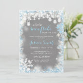 Ein wenig Schneeflocken Winter Boy Baby Dusche Einladung (Stehend Vorderseite)