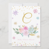 Ein wenig Schneeflocken Winter Floral Baby Dusche Einladung (Rückseite)