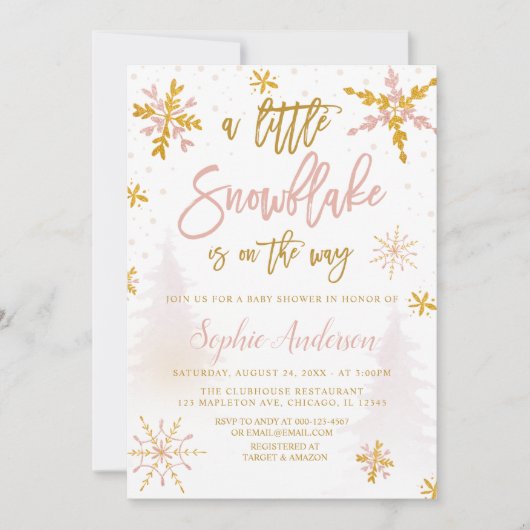 Ein wenig Schneeflocken Winterdusche Einladung (Vorderseite)