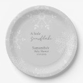 Ein wenig Snowflake Babydusche grau Pappteller (Vorderseite)