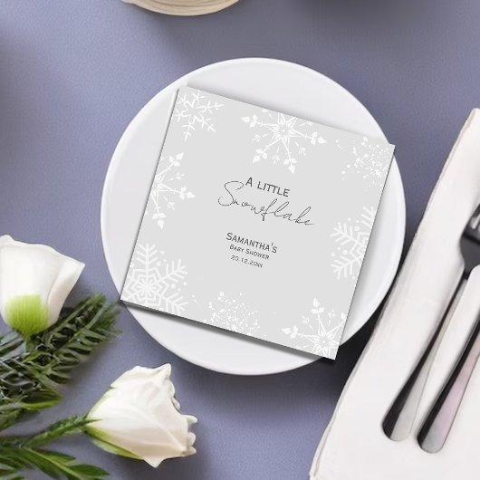 Ein wenig Snowflake Babydusche grau Serviette