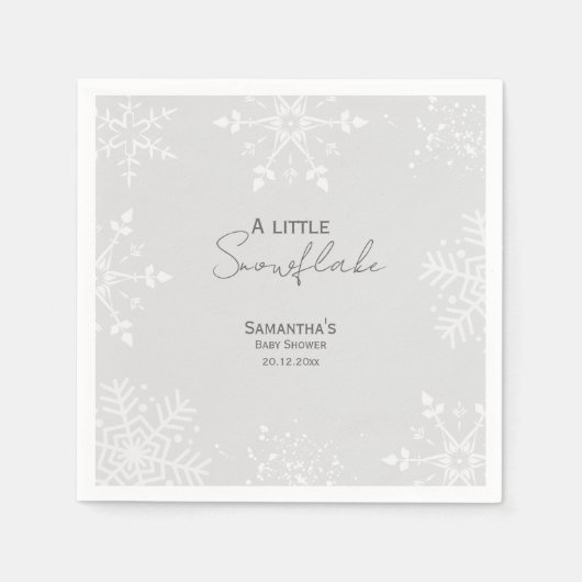 Ein wenig Snowflake Babydusche grau Serviette (Vorderseite)