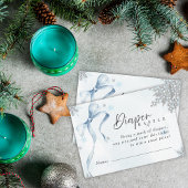 Ein wenig Snowflake Blue Bow Glitzer Babydusche Begleitkarte