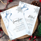 Ein wenig Snowflake Blue Bow Glitzer Babydusche Einladung