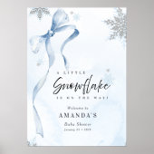 Ein wenig Snowflake Blue Bow Glitzer Babydusche Poster (Vorne)