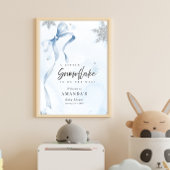 Ein wenig Snowflake Blue Bow Glitzer Babydusche Poster