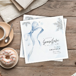 Ein wenig Snowflake Blue Bow Glitzer Babydusche Serviette