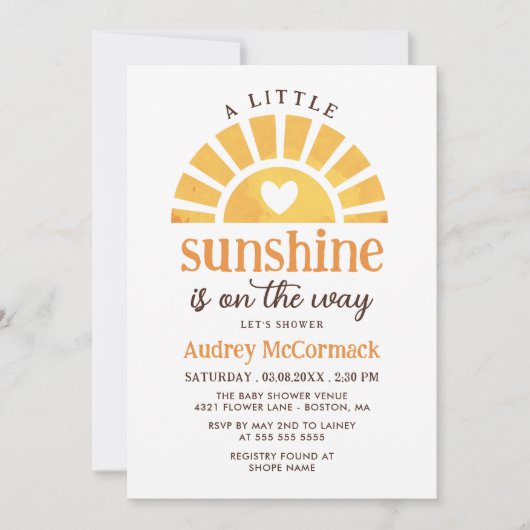 Ein wenig Sonnenschein auf dem Weg Babydusche Einladung (Vorderseite)
