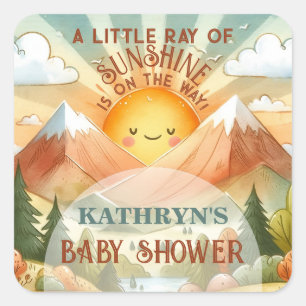 Ein wenig Sonnenschein-Babydusche Quadratischer Aufkleber