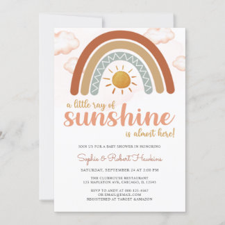 Ein wenig Sonnenschein Boho Rainbow Baby Dusche Einladung