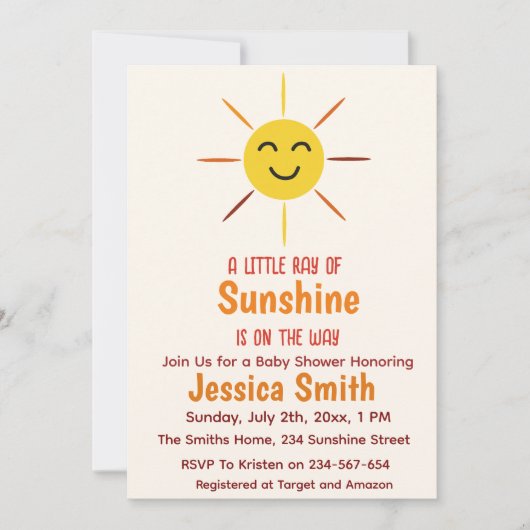 Ein wenig Sonnenschein-Gelbe Sonnendusche Einladung (Vorderseite)