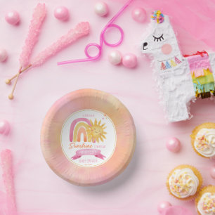 Ein wenig Sonnenschein-Girl-Babydusche Pappteller