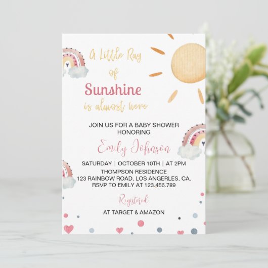 Ein wenig Sonnenschein-Kinderdusche Einladung (Stehend Vorderseite)