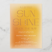 Ein wenig Sonnenschein moderne, kühne, gelbe Babyd Folieneinladung (Vorderseite)