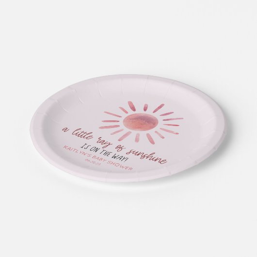 Ein wenig Sonnenschein, Pink-Sonnendusche Pappteller (Schrägansicht)