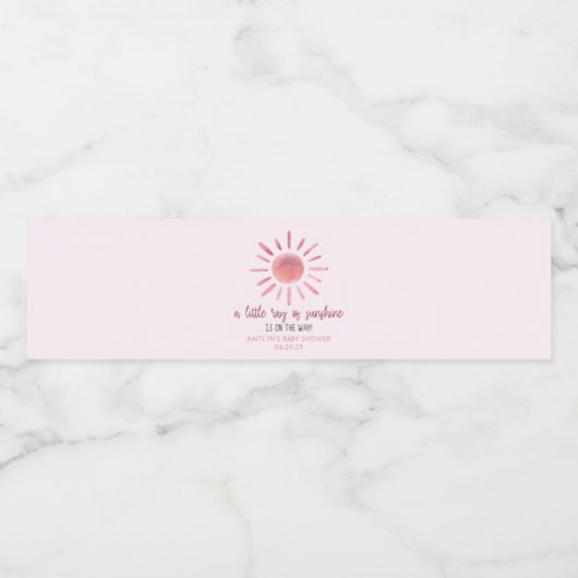 Ein wenig Sonnenschein, Pink-Sonnendusche Wasserflaschenetikett (Einzelnes Label)