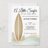 Ein wenig Surfer Minimalistisch Gold Baby Dusche Einladung (Vorderseite)