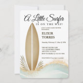 Ein wenig Surfer Minimalistisch Gold Baby Dusche Einladung (Vorderseite)