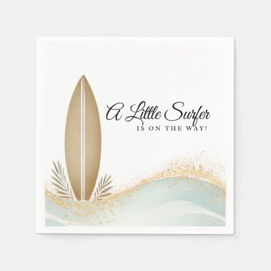 Ein wenig Surfer Minimalistisch Gold Baby Dusche Serviette (Vorderseite)