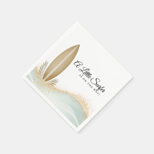 Ein wenig Surfer Minimalistisch Gold Baby Dusche Serviette (Ecke)