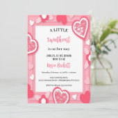 Ein wenig süß rosa Herzen Einladung (Stehend Vorderseite)