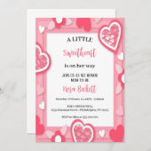 Ein wenig süß rosa Herzen Einladung (Vorne/Hinten)