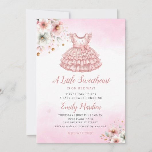 Ein wenig süß rosa Kleidung Girl Baby Dusche Einladung (Vorderseite)