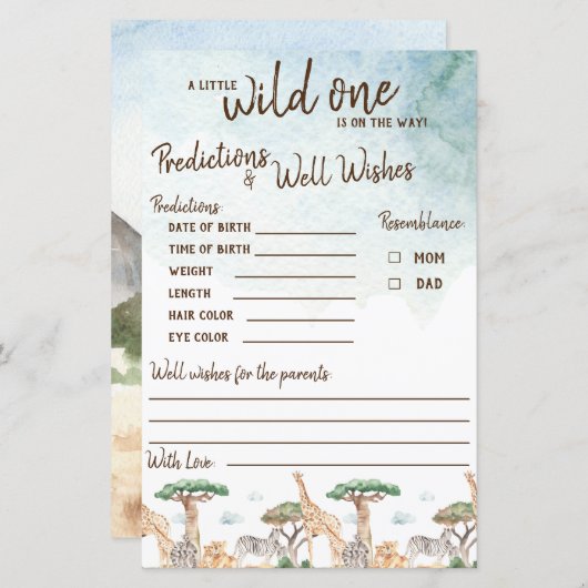 Ein wenig wilde Vorhersagen und wünscht ein Spiel (Vorne/Hinten)