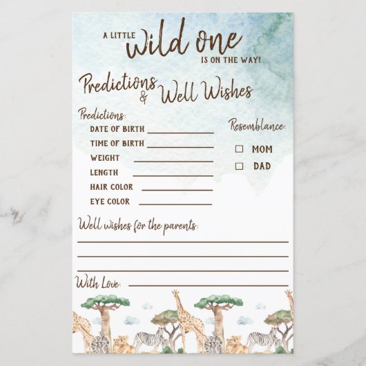 Ein wenig wilde Vorhersagen und wünscht ein Spiel (Vorderseite)