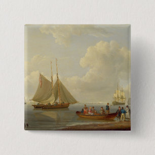 Ein Wherry, der Passagiere heraus bis zwei nimmt, Button
