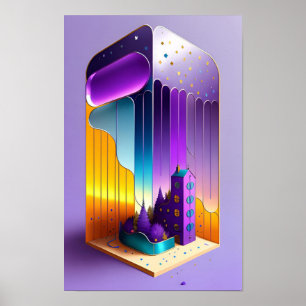Ein Whimsikhaus und Bäume Poster