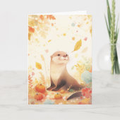 Ein Whimsischer Fall mit Otter und Pumpkins Karte (Vorderseite)