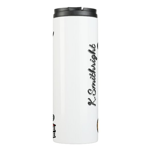 Ein Whimsischer Herbst-Hütte Teapot-Design Thermosbecher (Rückseite)