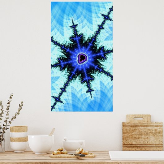 Ein Wild Burst von Blue Mandelbrot Fraktal Abstrak Poster (Küche)