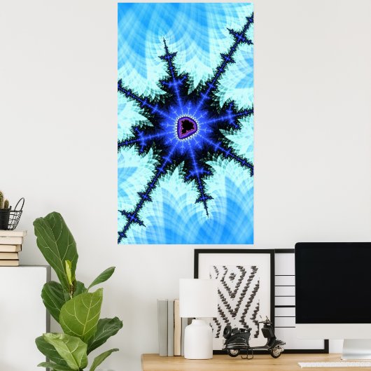 Ein Wild Burst von Blue Mandelbrot Fraktal Abstrak Poster (Heimbüro)