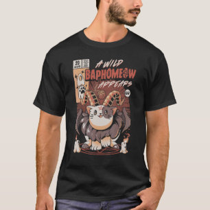 Ein wilder Baphomeow erscheint süß Baphomet Pentag T-Shirt
