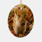 Ein wilder Eber-FerkelSus Scrofa im Herbst-Blätter Keramik Ornament (Rechts)