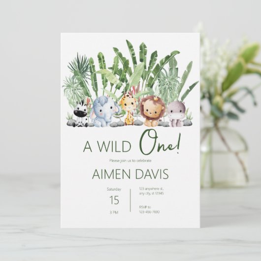 Ein wilder Eins! 1. Geburtstag Einladung (Stehend Vorderseite)