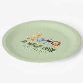 Ein wilder ist unterwegs mit Safari Baby Dusche Pappteller (Schrägansicht)