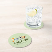 Ein wilder ist unterwegs mit Safari Baby Dusche Runder Pappuntersetzer (Vor Ort)