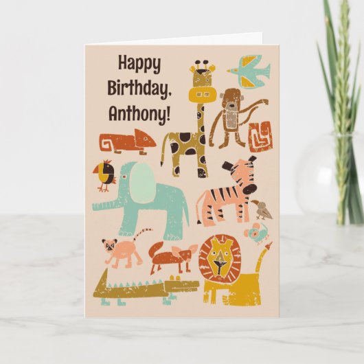 Ein wilder Jungle zum Geburtstag Karte (Vorderseite)