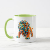 Ein wilder Löwe, der angreifen wird. Tasse (Links)