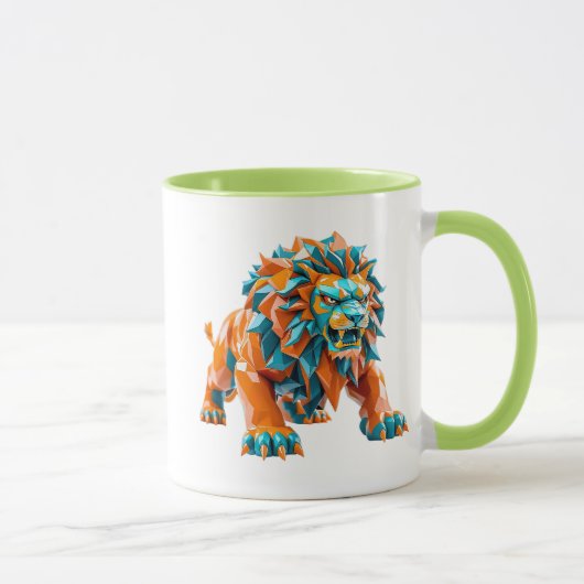 Ein wilder Löwe, der angreifen wird. Tasse (Rechts)
