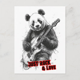Ein wilder Panda spielt Gitarre auf Feiertagspostkarte
