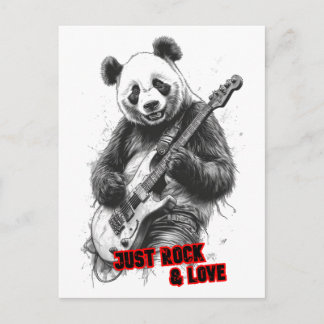 Ein wilder Panda spielt Gitarre auf Feiertagspostkarte