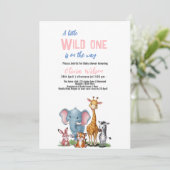 Ein wilder Safari, ein Mädchen mit Babydusche Einladung (Stehend Vorderseite)