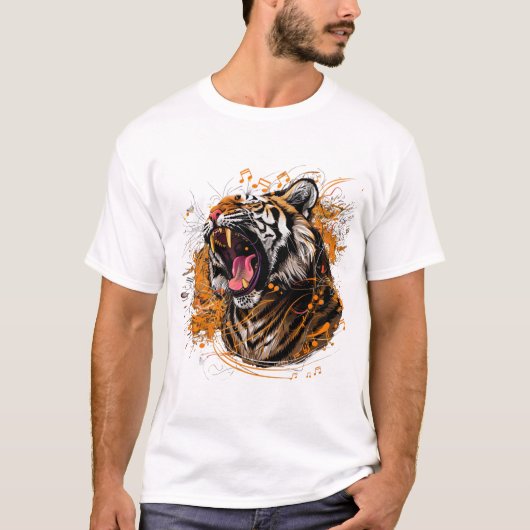 Ein wilder Tiger, der mit musikalischen Noten eman T-Shirt (Vorderseite)