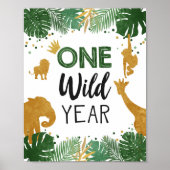 Ein wildes Jahr Safari Tiere Gold erster Geburtsta Poster (Vorne)