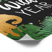 Ein wildes Jahr Safari Tiere Gold erster Geburtsta Poster (Ecke)